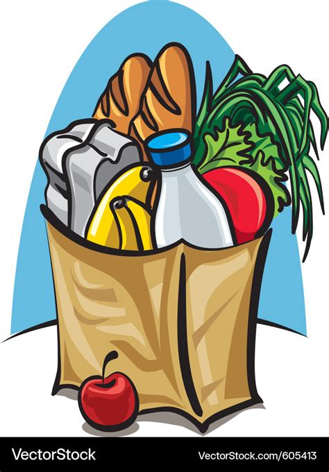 Shopping Bag With Food Royalty Free Vector Image