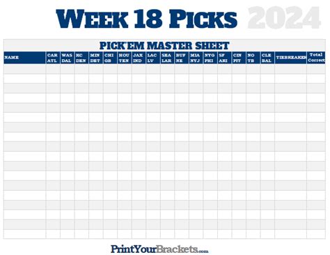 Nfl Week 18 Picks Master Sheet Grid 2024