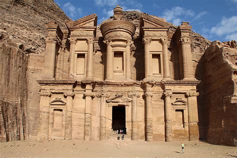 Façade of Ad Deir and inside view, Petra. Art Destination Jordan