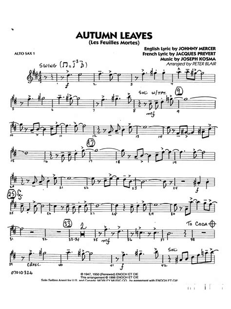 Autumn Leaves Sax Alto 1 E 2 Pdf