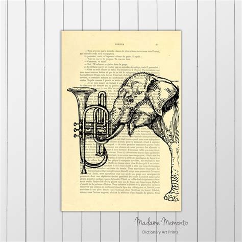 Elephant Trumpet Art Print Music Instrument Elephant Gift - Etsy