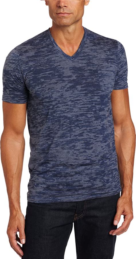 Alternative Men S Perfect Striped V Neck Tee Atlantic Blue Heather