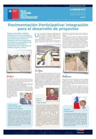 Listado Definitivo Llamado 31 Programa de Pavimentación Participativa