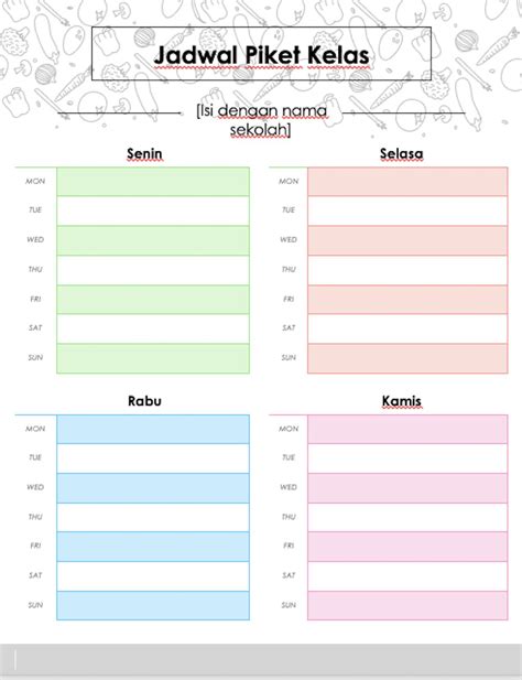 8 Contoh Jadwal Piket Kelas Kreatif Ada Link Download Nya