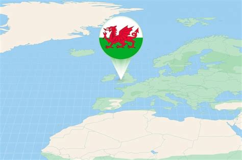 Premium Vector Map Illustration Of Wales With The Flag Cartographic