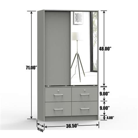 Better Home Products Sarah Double Sliding Door Armoire With Mirror In