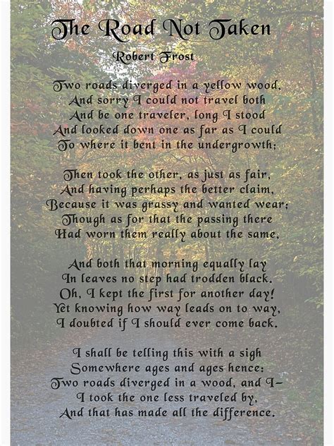 Robert Frost The Road Not Taken Poster By Bchambers1 Redbubble