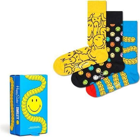 Happy Socks Smiley T Set 3 Pack Blueyellow • Pris