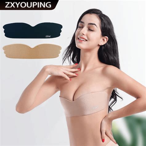 ZXYOUPING Invisible Backless Self Adhesive Bra Strapless Silicon Push