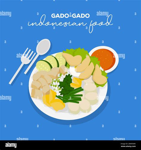 Flat Design Indonesian Food Gado Gado Illustration Stock Vector Image