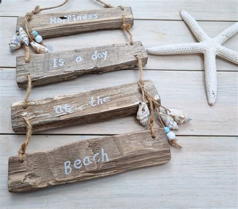 Driftwood Sign Shell Decor Coastal Wall Decor Driftwood Etsy