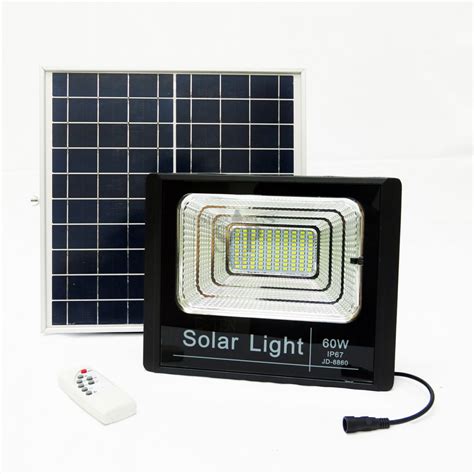 E TEN JD 8860 60W SMD Solar LED Flood Light Black C W Solar Panel