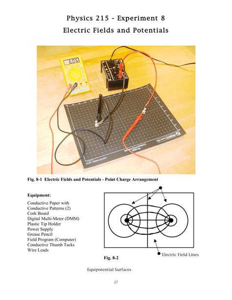 Physics 215 Experiment 8 Electric Fields And Potentials