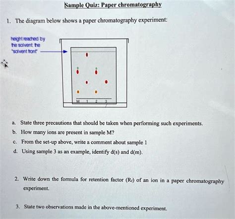 SOLVED Texts Sample Quiz Paper Chromatography 1 The Diagram Below