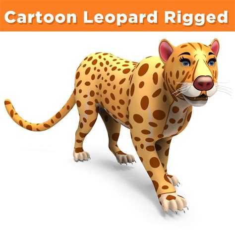 Мультфильм леопард Rigged 3D Модель $68 - .3ds .blend .fbx .max .ma ...