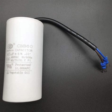 CBB60 Run Capacitor 250VAC 250 VAC 450V 45uF 45 UF MFD 250V AC 2 Wires