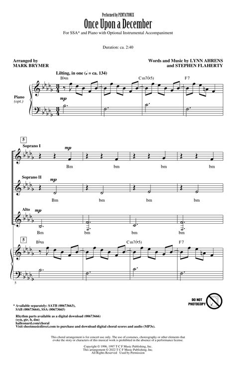 Once Upon A December From Anastasia Arr Mark Brymer By Pentatonix Sheet Music For Ssa Choir