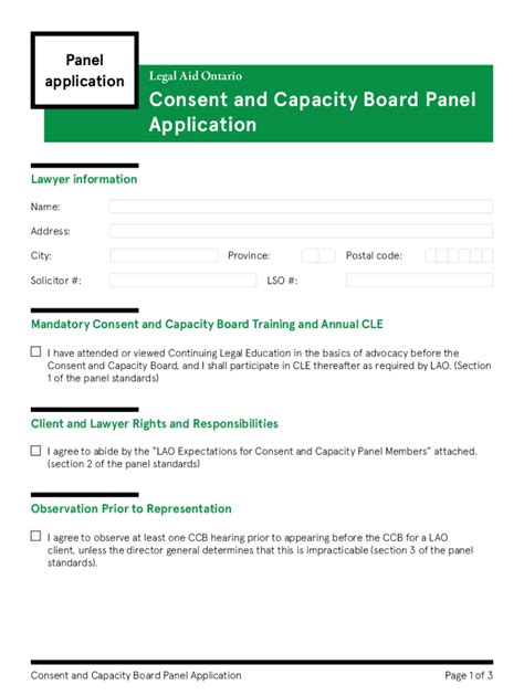 Fillable Online Consent And Capacity Board Panel Application Fax Email