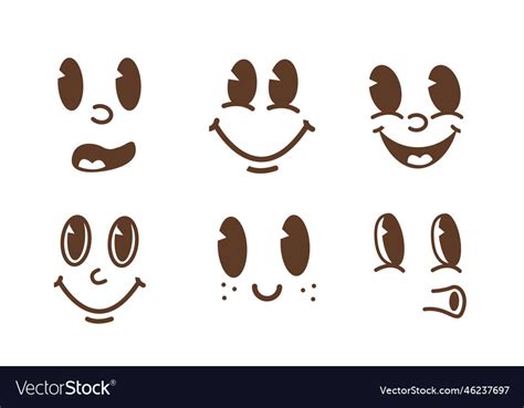 Retro 30s Cartoon Mascot Characters Funny Faces Vector Image