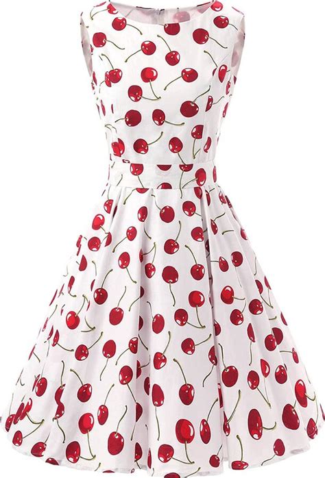 Iwemek Women Vintage Retro 1950s Rockabilly Swing Dress Sleeveless