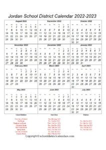 Jordan School District Calendar 2022-2023 School District Calendars