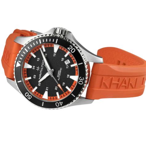 Hamilton Khaki Navy Scuba Automatic Watch Black Dial Orange Rubber