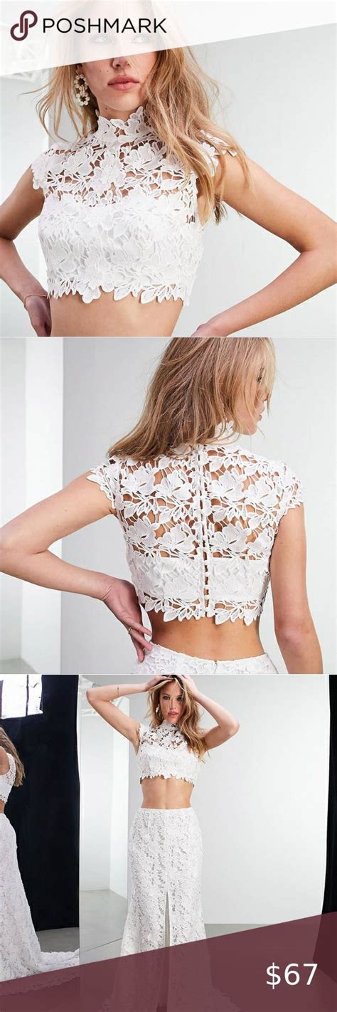 Nwt Asos Edition Floral White Lace Crop Top White Lace Crop Top Lace