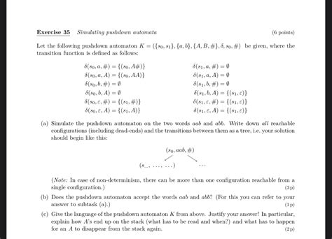 Solved Exercise Simulating Pushdown Automata Points Chegg