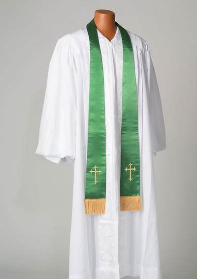 Satin Green Latin Cross Stole Cokesbury