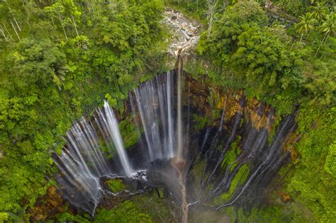 Aerial View Of Tumpak Sewu Waterfall In Java Indonesia Southeast Asia