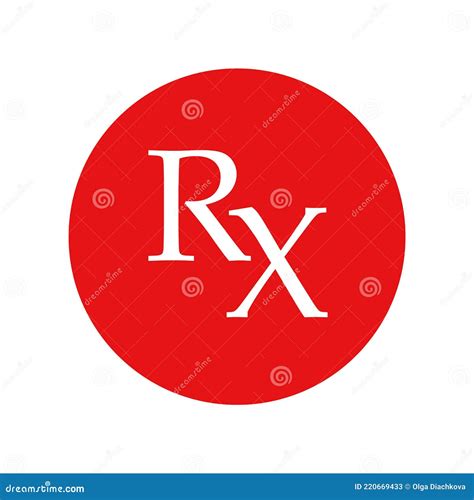 Rx Prescription Icon Red Color For Medical Design Stock Vector