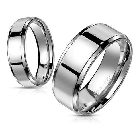 Bague Anneau Alliance De Mariage Homme Femme Acier Inoxydable Miroir