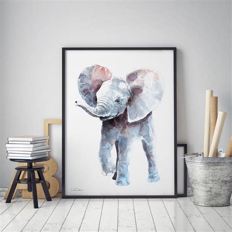 Baby Elephant Watercolor Print Baby Nursery Prints By Luke Kanelov