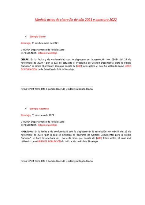 Ejemplo Acta Cierre Y Apertura De Libros Modelo Actas De Cierre Fin