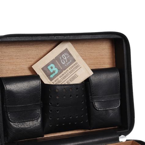 Porta Charutos Nerone Travel Case Umidor Couro Vintage Preto