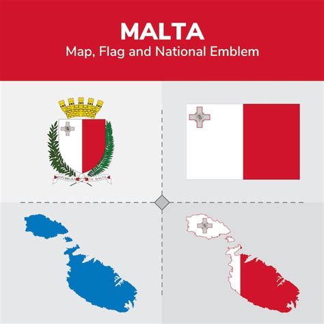 Malta Map Flag And National Emblem Premium Vector