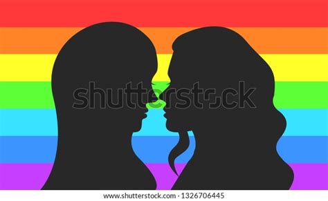 Lesbian Couple Silhouette Two Sensual Girls Stock Vector Royalty Free