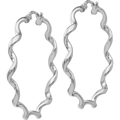 Sterling Silver Polished Twisted Hoop Earrings Silver Earrings Jewelry And Watches Shop The