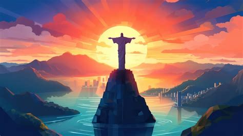 Premium AI Image | Christ the Redeemer Poster in the Morning with Sunrise Sky View