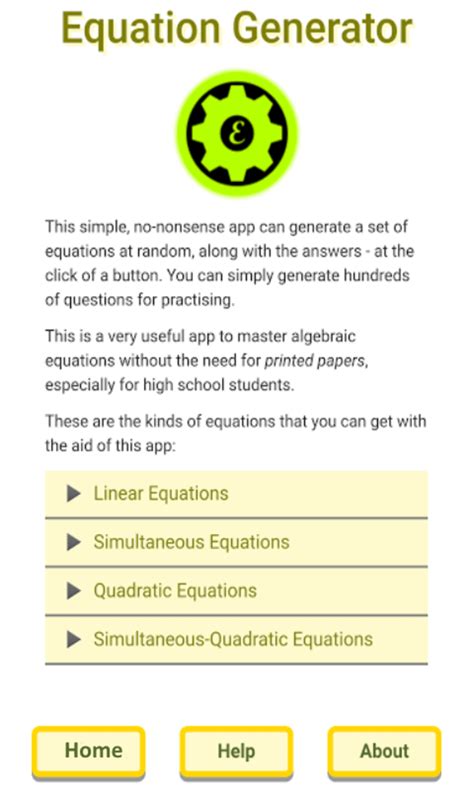 Algebra Equation Generator Apk สำหรับ Android ดาวน์โหลด