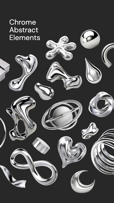 3D Chrome Abstract Editable Design Premium Editable Design Rawpixel