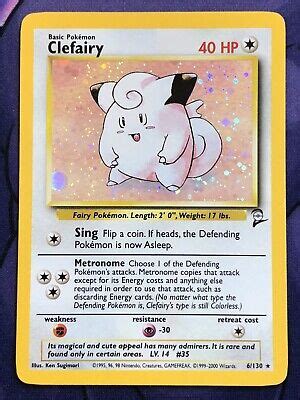 Clefairy 6 130 Base Set 2 Holo Rare 2000 Vintage WOTC Pokémon NM