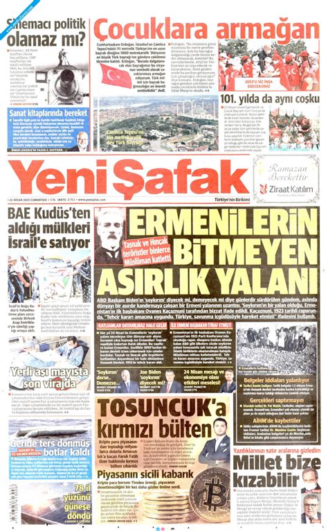 Yeni Afak Gazetesi Nisan Cumartesi