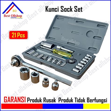 Jual Kunci Pas 21 Pcs Kunci Shock Wrench Set Bolting Kunci Sok