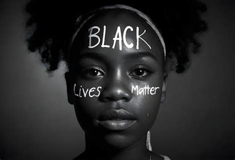 Premium Photo A Woman With The Word Black Lives Matter On Her Face Is