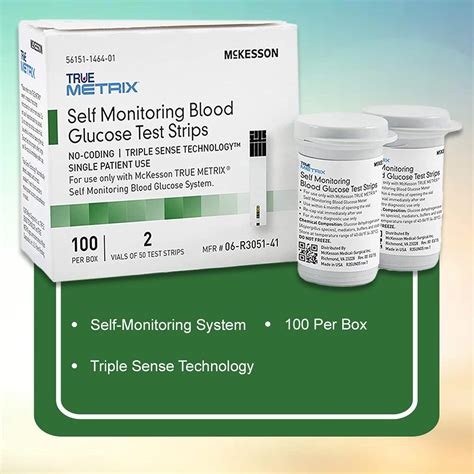 Mckesson True Metrix Self Monitoring Blood Glucose Test Strips Box Of 100