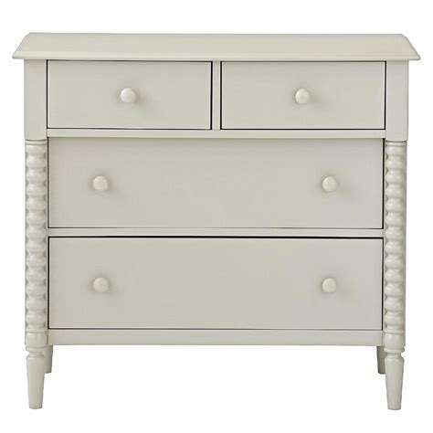 Jenny Lind 4 Drawer Light Gray Turned Dresser