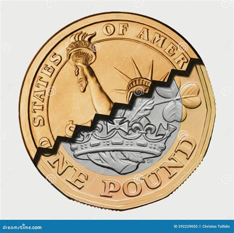 Us Dollar And British Pound Coin Photo Manipulation Art Stock Image