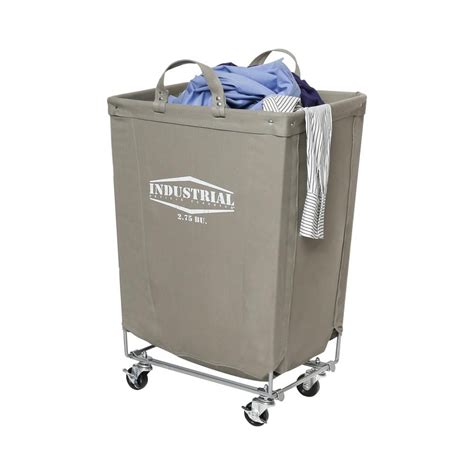 Seville Classics Gray Commercial Canvas Laundry Hamper Cart With Wheels