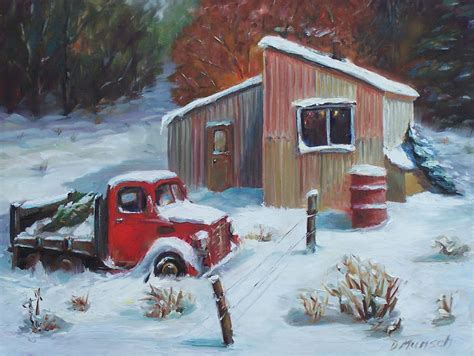 Donna Munsch Fine Art: Original Oil Painting Christmas Tree Truck